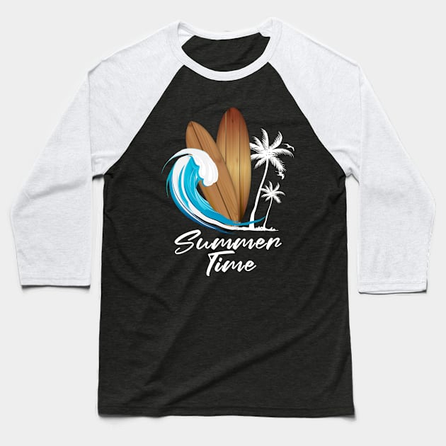 Surf Boards Wave Summertime Baseball T-Shirt by dnlribeiro88